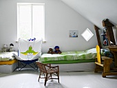 A child's room in an attic