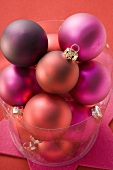 Red and purple Christmas baubles