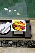 Plate of mixed fruit in Asian style