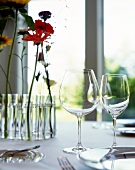 Festive table with wine glasses