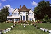 A large house with a garden