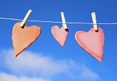 Three hearts on a washing line