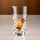 Star bows (made from gift ribbon) in a glass