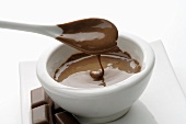 Chocolate mask in small bowl and on spoon