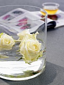 Floating white roses