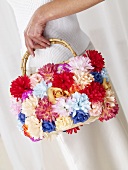 Woman with flowery bag