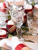 Wine glasses on Christmas table