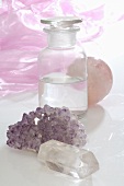 Crystals and apothecary bottle