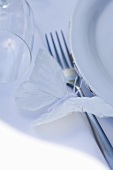 Place-setting in white with butterfly (detail)