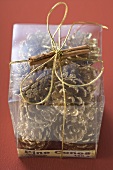 Pine cones in plastic box to give as a gift