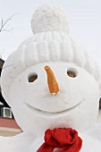 Snowman in front of a house (detail)