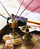 Middle Eastern incense burning equipment, sticks and cone