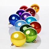 Shiny, coloured Christmas baubles