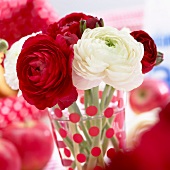 Bouquet of white and red ranunculus
