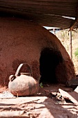 Traditional clay house with clay oven in Peru