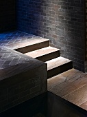 Steps leading to pool in luxurious spa