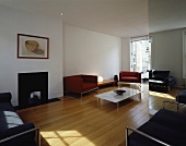 Living room with seating and fireplace
