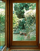 View of garden through terrace doors