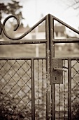 Iron gate in front of old house