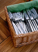 Basket of knives and forks