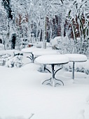 Snowbound garden tables