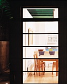 View of dining room through window