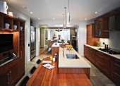 Spacious kitchen with island in open-plan room