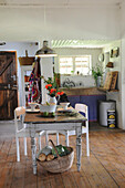 Kitchen with dining area in a farmhouse