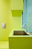 Green designer bathroom for small apartment