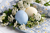 Easter eggs with spiraea