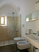 Designer bathroom with rustic atmosphere