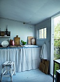 Simple kitchen in garden cabin
