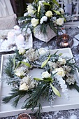 Christmas wreath with white roses