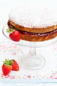 Sponge cake filled with strawberry jam