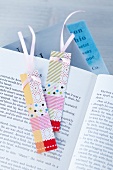 Bookmarks hand-made from various tapes and ribbons