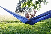 Blonde girl in hammock