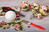 Crafting paper baubles with a rose motif