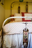 Country Bedroom with Antique White Metal Bed Frame