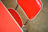 Detail of red children's chair high angle