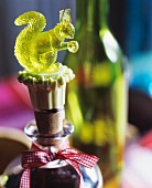 Bottle stopper with squirrel figure