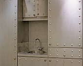 Jules Verne kitchen with riveted sheet metal doors