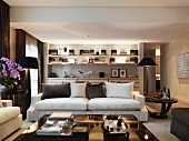 Contemporary living room with comfy sofa