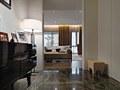 Marble floor in foyer of modern home