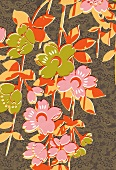Pink and green tropical floral pattern (print)