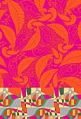 Abstract peacock pattern in bold colours (print)