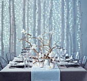 Christmas dining table decorated with orchids