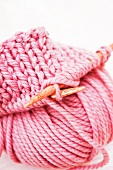 Knitting things with pink wool