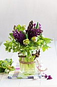 Spring bouquet of hyacinths and hellebores