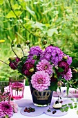 Bouquet of dahlias decorating table