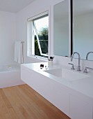 View in a white bathroom